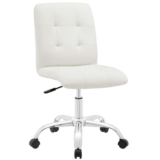 White Prim Armless Mid Back Office Chair - No Shipping Charges