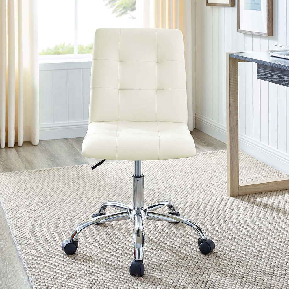 Prim Armless Mid Back Office Chair in White