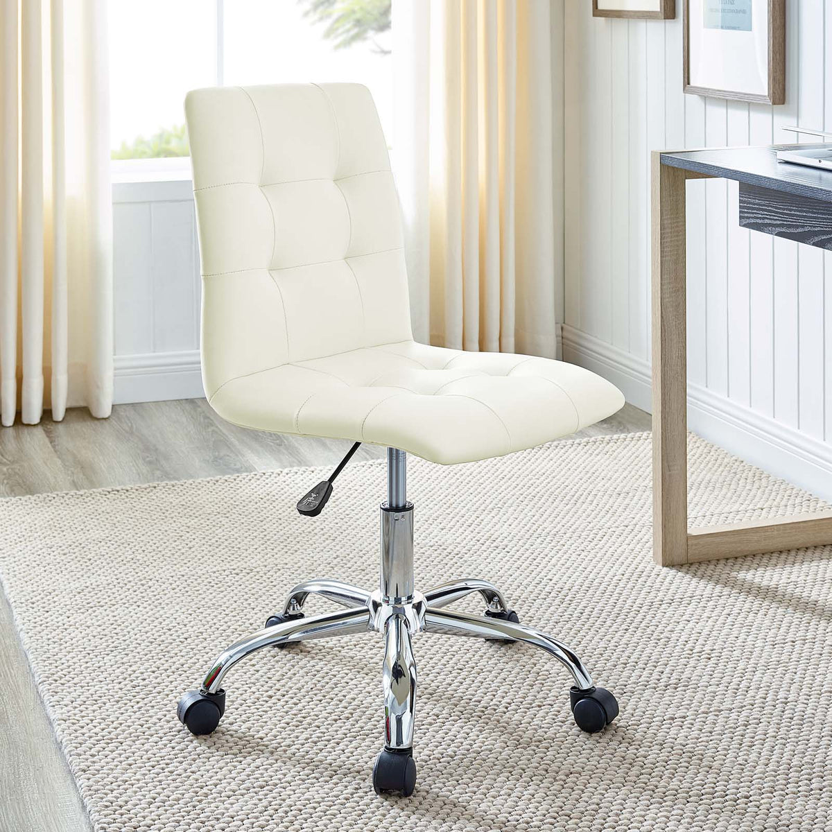 Prim Armless Mid Back Office Chair in White