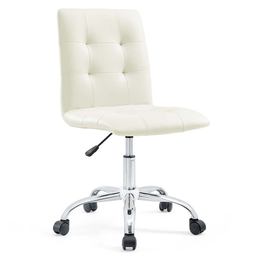 Prim Armless Mid Back Office Chair in White