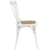 Modway Gear Rustic Modern Farmhouse Elm Wood Rattan Dining Chair in White MDY-EEI-1541-WHI