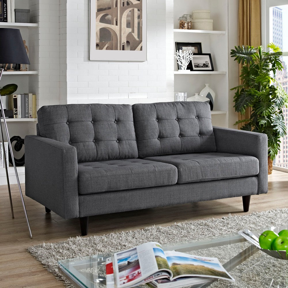 Empress Upholstered Fabric Loveseat by Modway| Gray