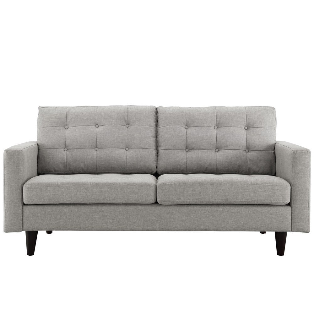 Modway Empress Loveseat In Mid-Century Modern Upholstered Fabric, Light Gray