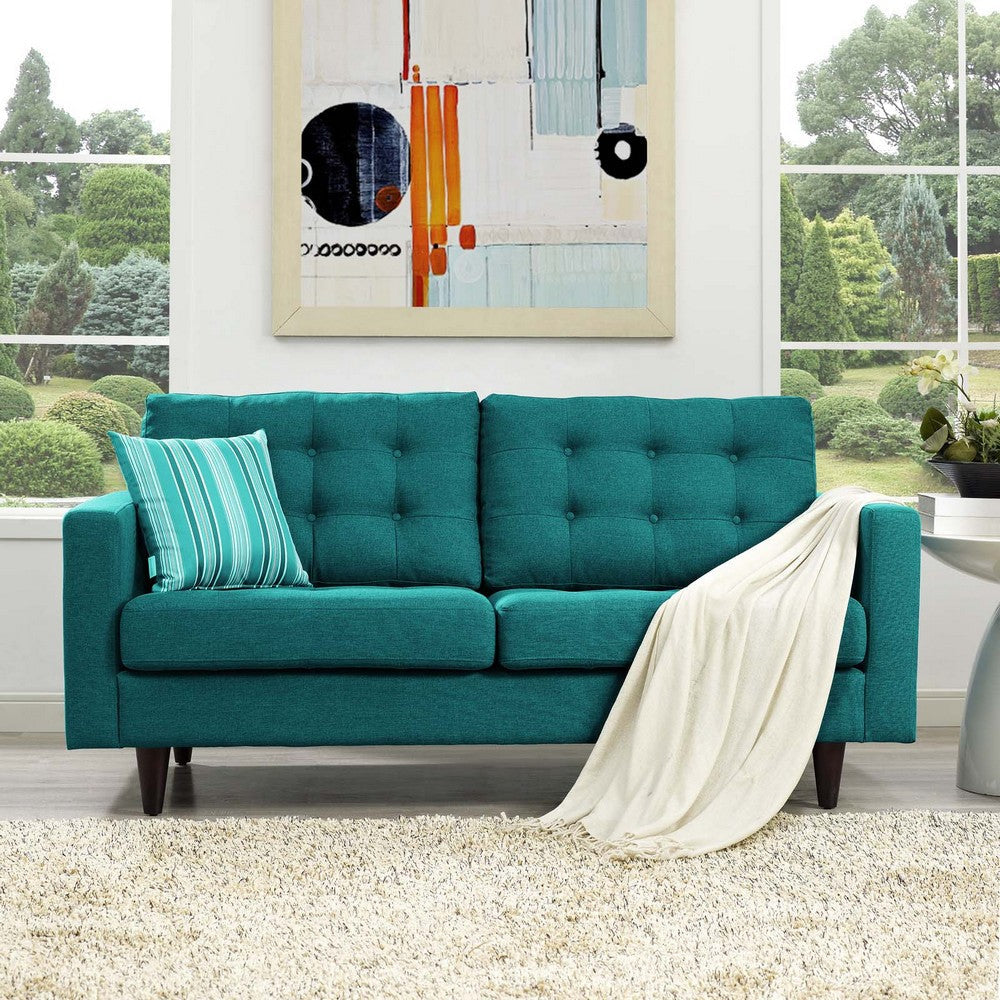 Modway Empress Mid-Century Modern Upholstered Fabric Loveseat Teal MDY-EEI-1547-TEA