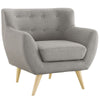 Modway Remark Mid-Century Modern Accent Arm Lounge Chair with Upholstered Fabric in Light Gray MDY-EEI-1631-LGR