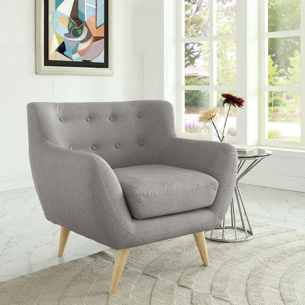 Modway Remark Mid-Century Modern Accent Arm Lounge Chair with Upholstered Fabric in Light Gray MDY-EEI-1631-LGR