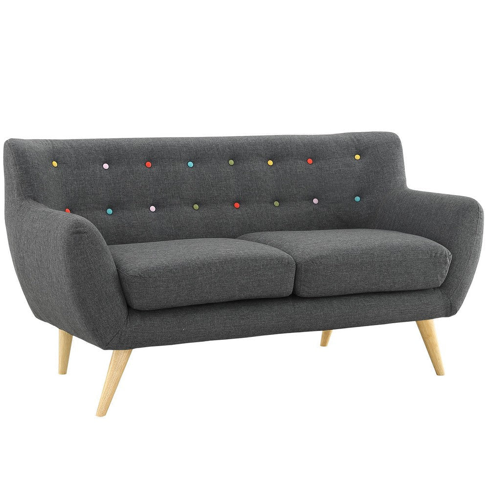 Modway Remark Mid-Century Modern Loveseat With Upholstered Fabric In Gray MDY-EEI-1632-GRY