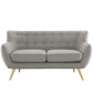 Modway Remark Mid-Century Modern Loveseat With Upholstered Fabric In Light Gray