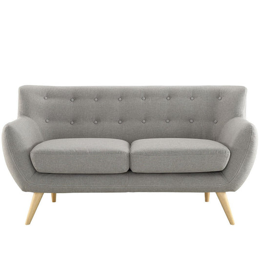 Modway Remark Mid-Century Modern Loveseat With Upholstered Fabric In Light Gray