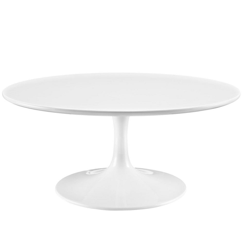 Modway Lippa Mid-Century Modern 36" Round Fiberglass Coffee Table in White