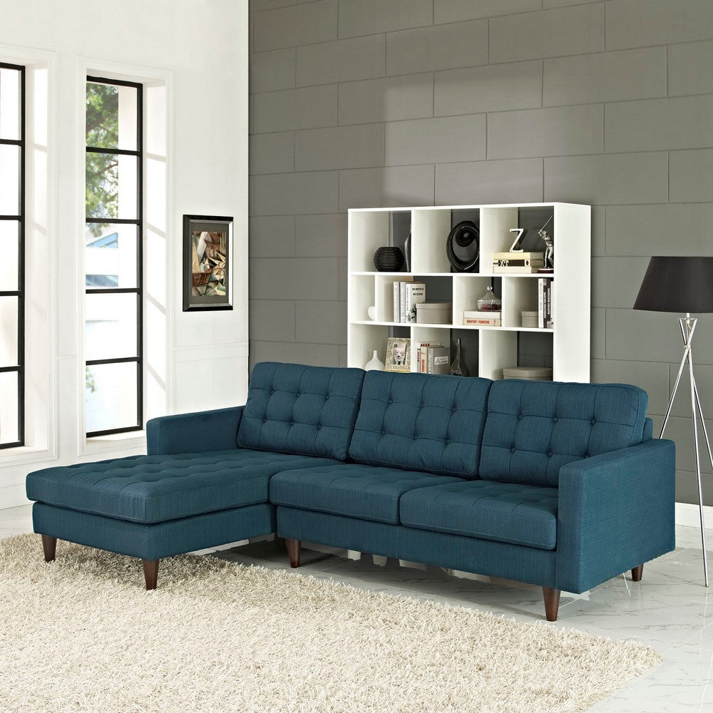 Modway Empress Mid-Century Modern Upholstered Fabric Left-Arm Facing Sectional Sofa in Azure MDY-EEI-1666-AZU