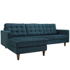 Modway Empress Mid-Century Modern Upholstered Fabric Left-Arm Facing Sectional Sofa in Azure