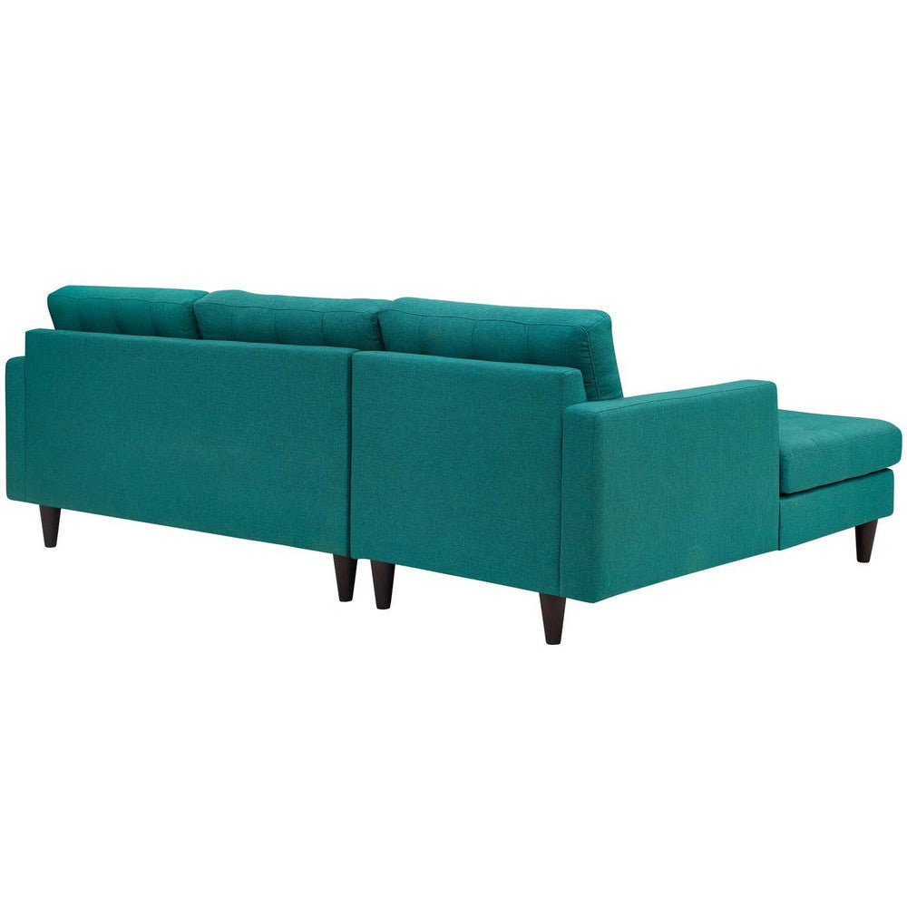 Modway Empress Mid-Century Modern Upholstered Fabric Left-Arm Facing Sectional Sofa in Teal MDY-EEI-1666-TEA