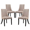 Modway Reverie Modern Upholstered Fabric Parsons Four Kitchen and Dining Room Chairs in Beige