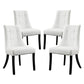 Modway Noblesse Modern Tufted Vegan Leather Upholstered Kitchen Room White, Four Dining Chairs