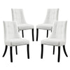 Modway Noblesse Modern Tufted Vegan Leather Upholstered Kitchen Room White, Four Dining Chairs