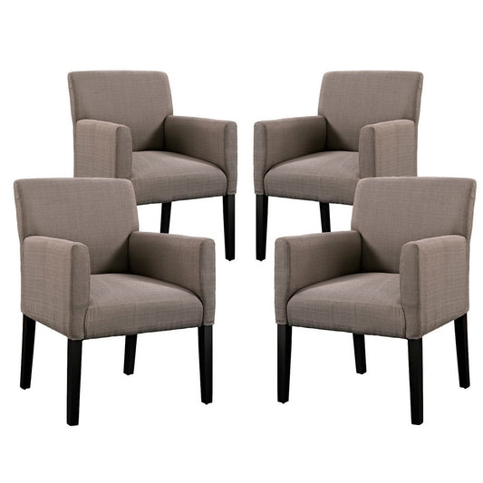 Modway Chloe Upholstered Fabric Modern Farmhouse Dining Arm Accent Chair in Gray - Set of 4