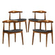 Modway Tracy Mid-Century Modern Wood and Faux Leather Upholstered Four Dining Chairs in Black