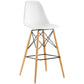 Modway Pyramid Mid-Century Modern Bar Stool with Natural Wood Legs in White MDY-EEI-1701-WHI