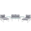 Modway Fortuna Aluminum 9-Piece Outdoor Patio Furniture Set with Cushions in White Gray