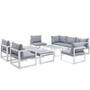 Modway EEI-1720-WHI-GRY-SET Fortuna Outdoor Patio Sectional Sofa Set 10 Piece White Gray MDY-EEI-1720-WHI-GRY-SET