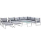 Modway EEI-1720-WHI-GRY-SET Fortuna Outdoor Patio Sectional Sofa Set, 10 Piece, White Gray