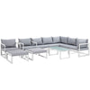 Modway EEI-1720-WHI-GRY-SET Fortuna Outdoor Patio Sectional Sofa Set, 10 Piece, White Gray