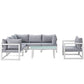 Modway Fortuna 7 Piece Outdoor Patio Sectional Sofa Set in White Gray MDY-EEI-1733-WHI-GRY-SET