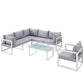 Modway Fortuna 7 Piece Outdoor Patio Sectional Sofa Set in White Gray MDY-EEI-1733-WHI-GRY-SET