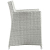 Modway Junction Wicker Rattan Outdoor Patio Two Dining Arm Chairs with Cushions in Gray White MDY-EEI-1738-GRY-WHI-SET