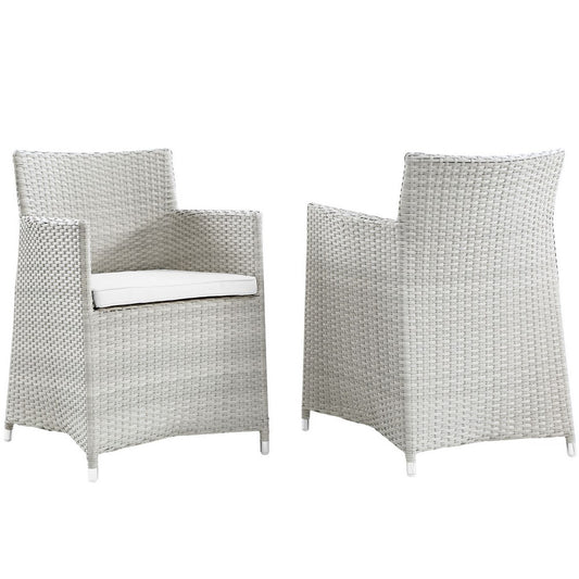 Junction Outdoor Patio Wicker Armchair Set of 2 by Modway| Gray White