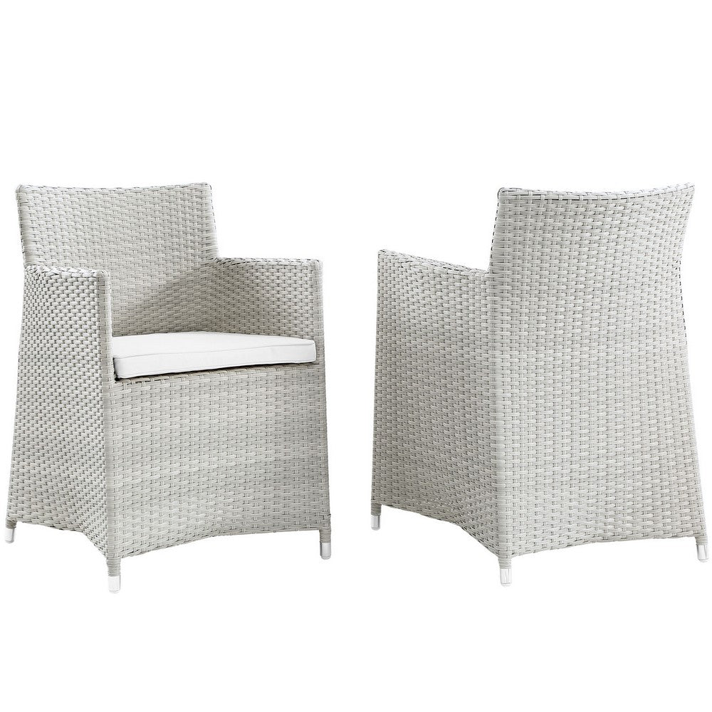 Junction Outdoor Patio Wicker Armchair Set of 2 by Modway| Gray White