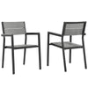 Maine Outdoor Patio Dining Armchair Set of 2 by Modway| Brown Gray