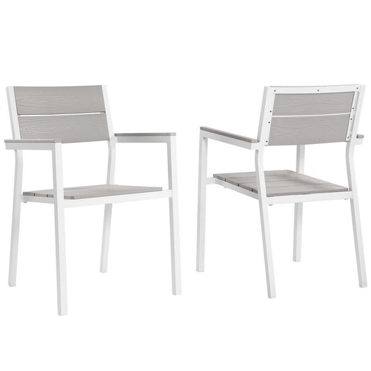 White Light Gray Maine Dining Armchair Outdoor Patio Set of 2 - No Shipping Charges