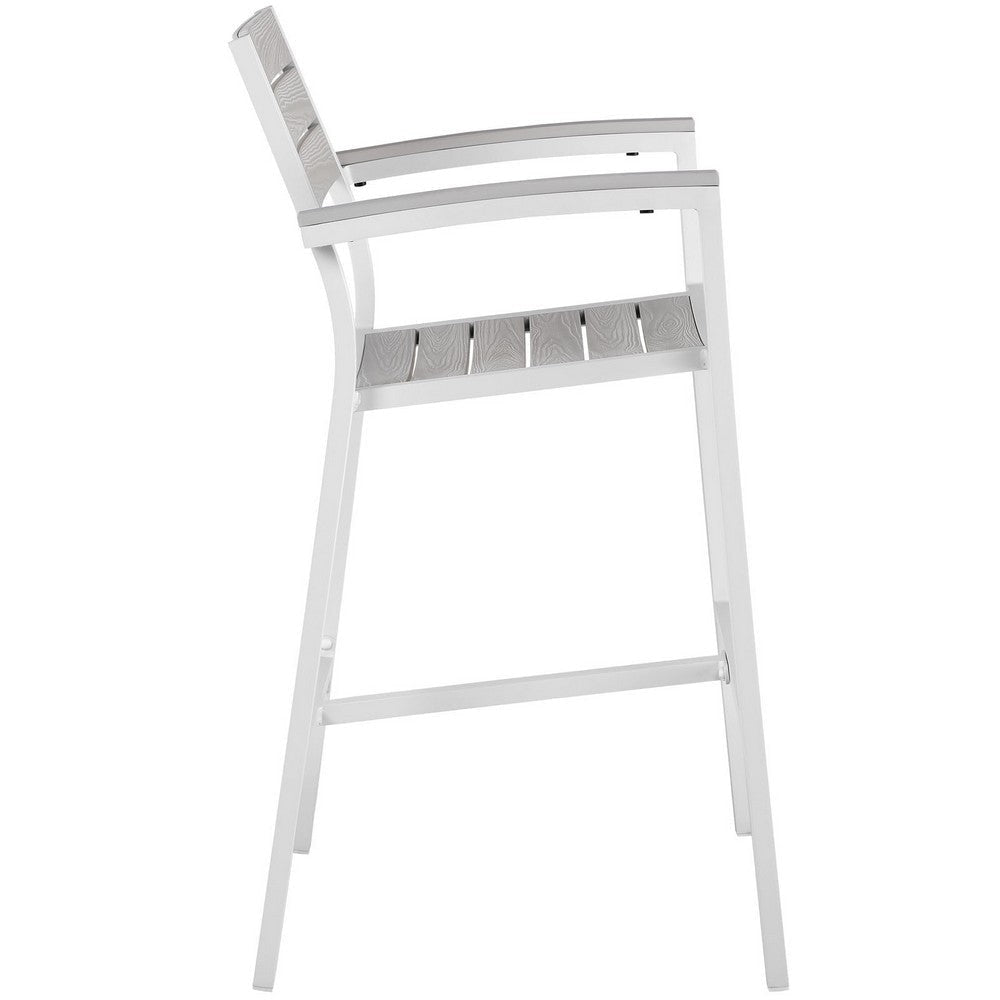 Modway Maine Aluminum Outdoor Patio Two Bar Stools in White Light Gray MDY-EEI-1740-WHI-LGR-SET