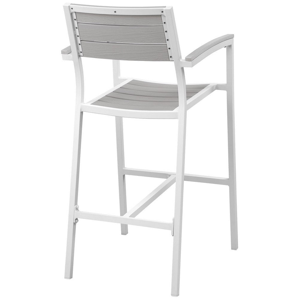 Modway Maine Aluminum Outdoor Patio Two Bar Stools in White Light Gray MDY-EEI-1740-WHI-LGR-SET