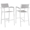 Modway Maine Aluminum Outdoor Patio Two Bar Stools in White Light Gray