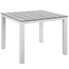 Modway Maine Aluminum 3-Piece Outdoor Patio Dining Set with 39’’ Dining Table and Two Dining Armchairs in White Light Gray