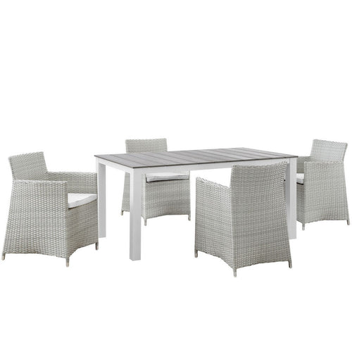 Junction 5 Piece Outdoor Patio Dining Set by Modway| Gray White