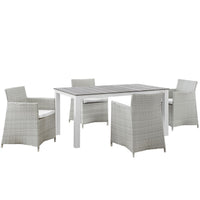 Junction 5 Piece Outdoor Patio Dining Set by Modway| Gray White