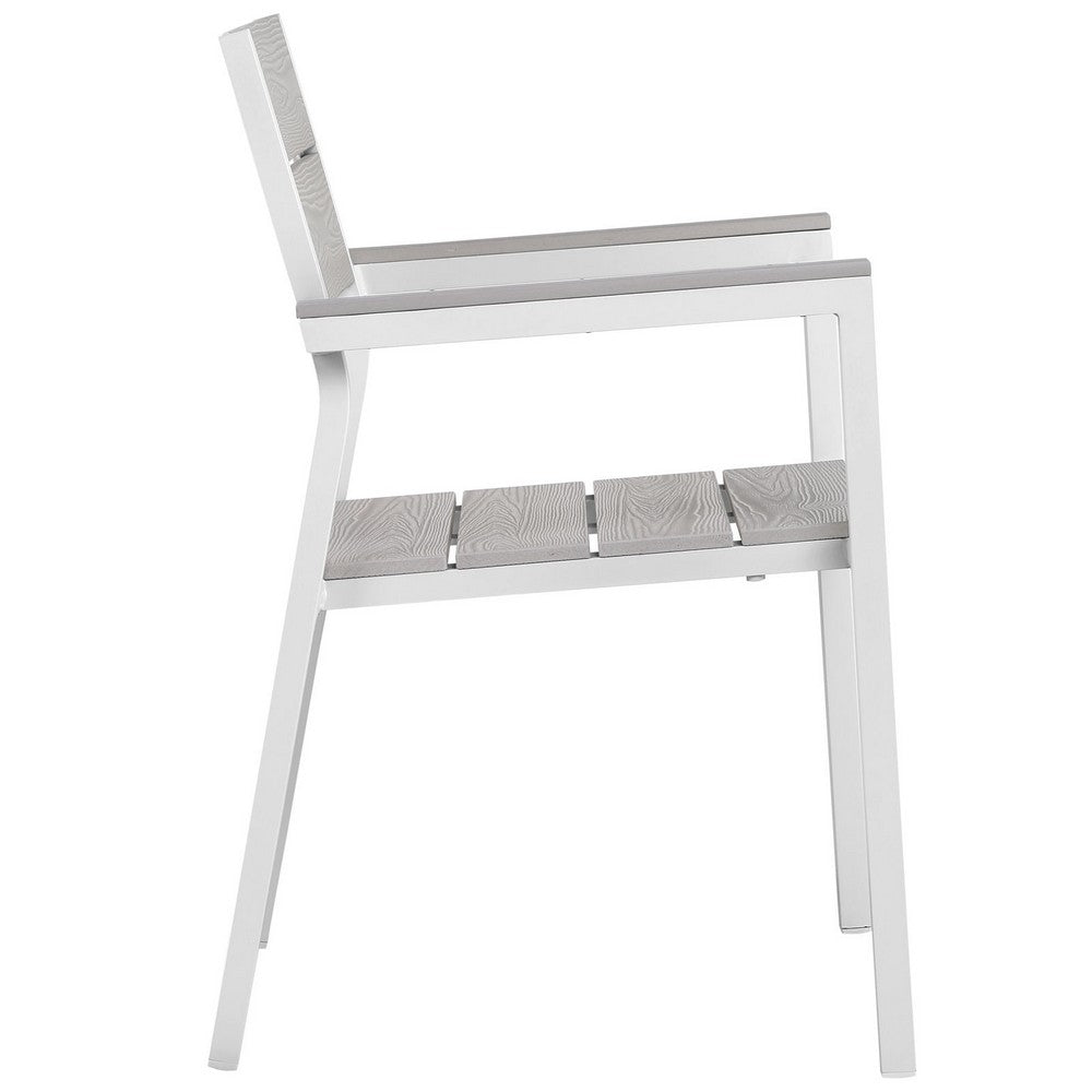 Maine 5 Piece Outdoor Patio Dining Set by Modway| White Light Gray