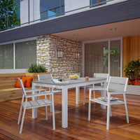 Maine 5 Piece Outdoor Patio Dining Set by Modway| White Light Gray