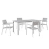 Maine 5 Piece Outdoor Patio Dining Set by Modway| White Light Gray