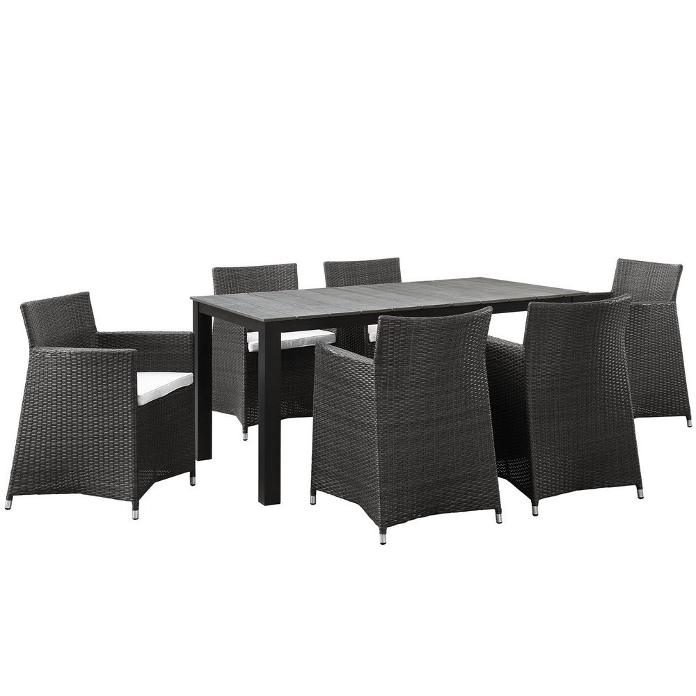 Junction 7 Piece Outdoor Patio Dining Set by Modway| Brown White