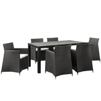 Junction 7 Piece Outdoor Patio Dining Set by Modway| Brown White