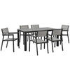 Maine 7 Piece Outdoor Patio Dining Set by Modway| Brown Gray
