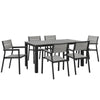 Modway Maine 7-Piece Aluminum Dining Table and Chair Outdoor Patio Set in Brown Gray