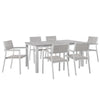 Maine 7 Piece Outdoor Patio Dining Set by Modway| White Light Gray