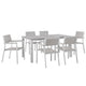 Maine 7 Piece Outdoor Patio Dining Set by Modway| White Light Gray