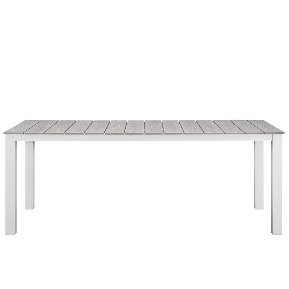 lm Modway Maine 7-Piece Aluminum Dining Table and Chair Outdoor Patio Set in White Light Gray MDY-EEI-1751-WHI-LGR-SET